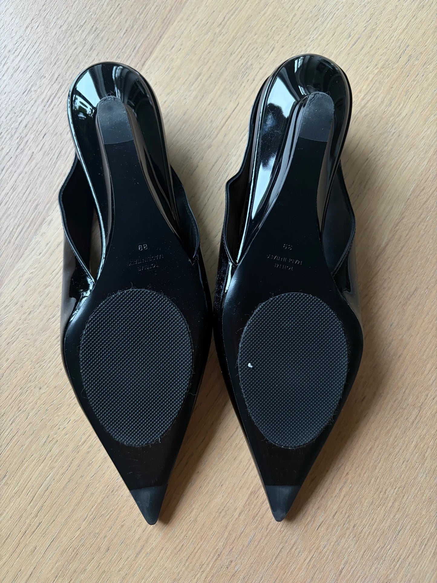 Toteme Patent-leather Wedge Slingback Heels