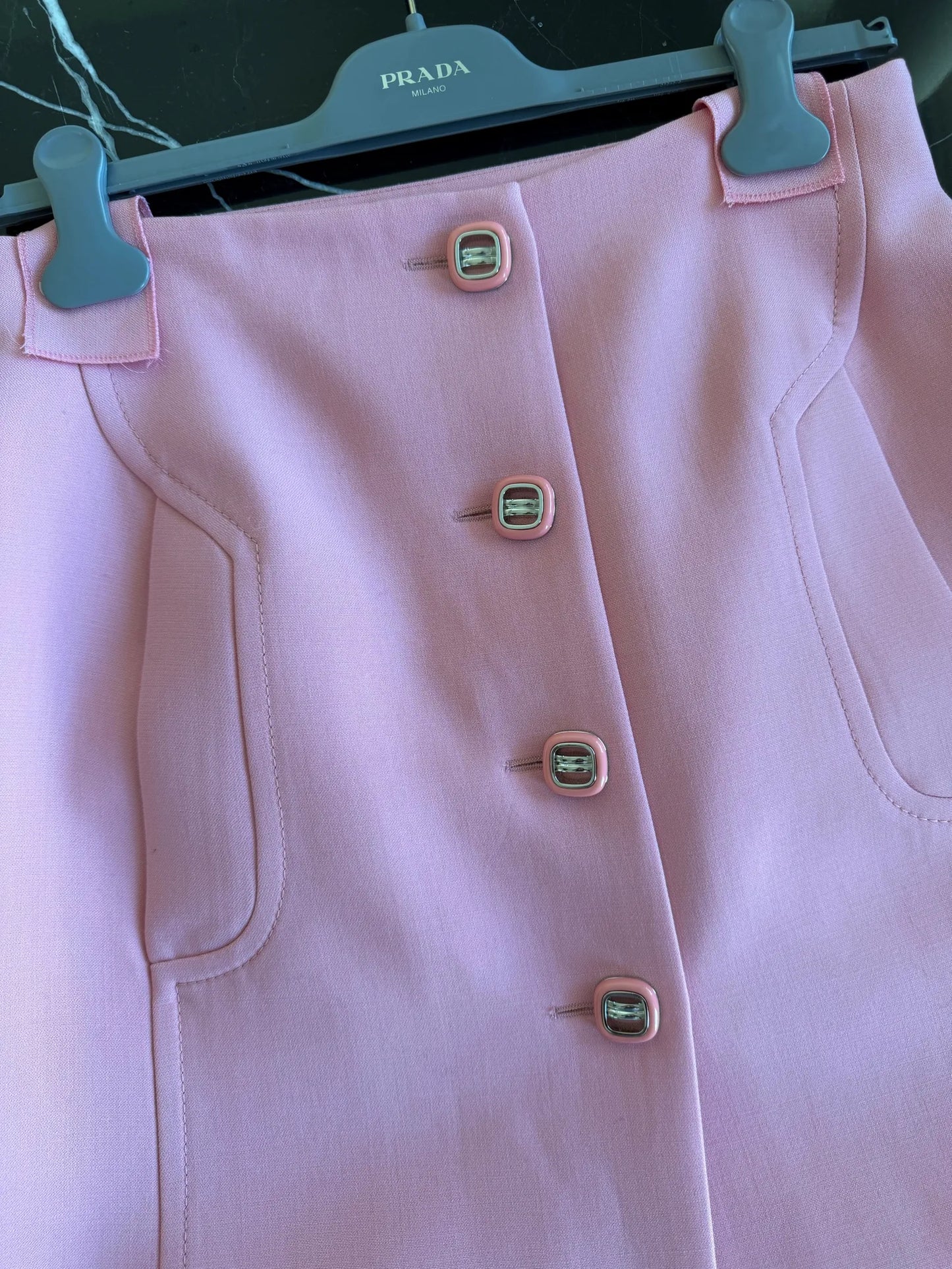 Prada New Pink Wool Slit Midi Skirt