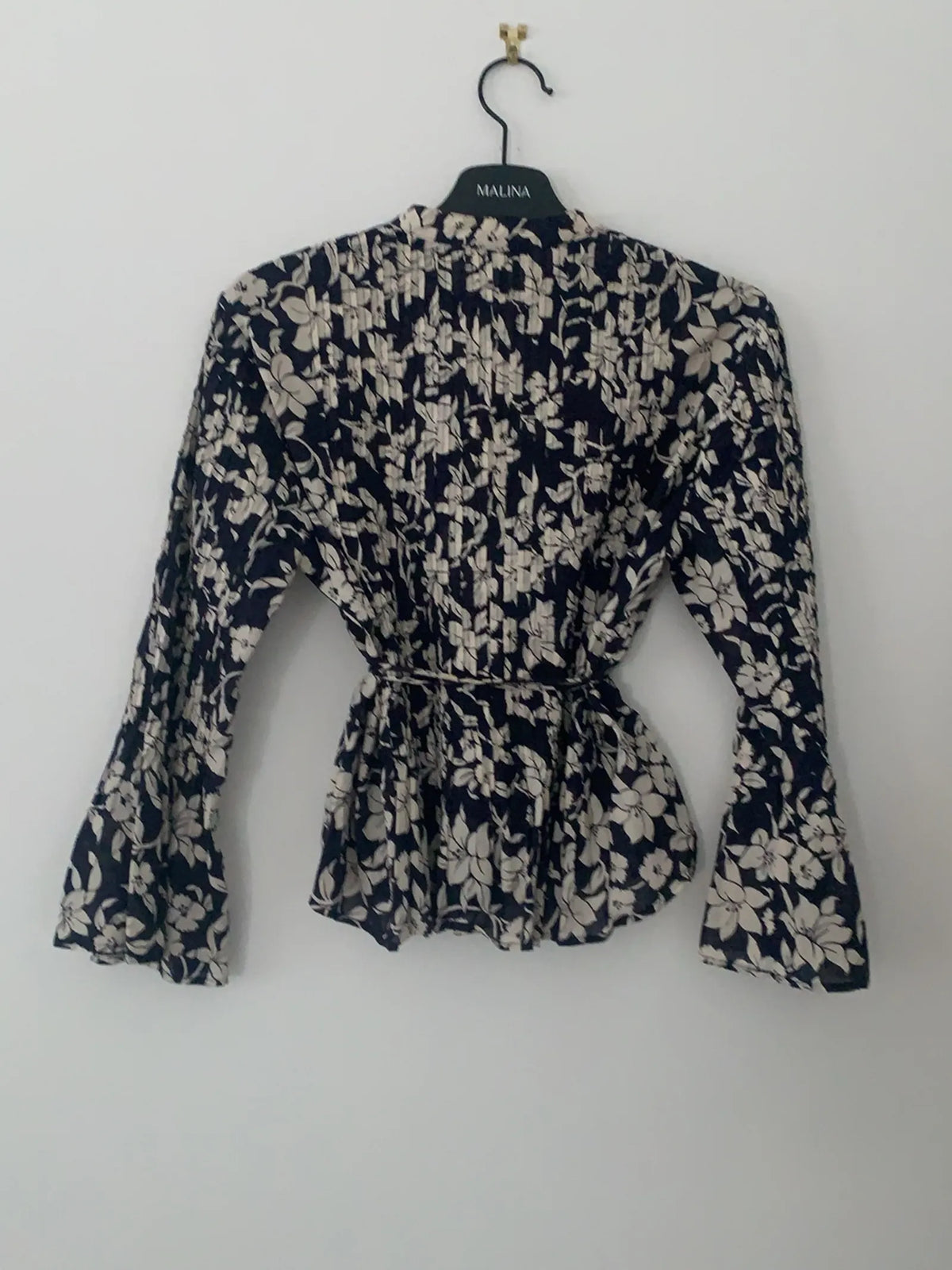 Malina Plisserade Små Sydda Veck Hela Blusen Blouse