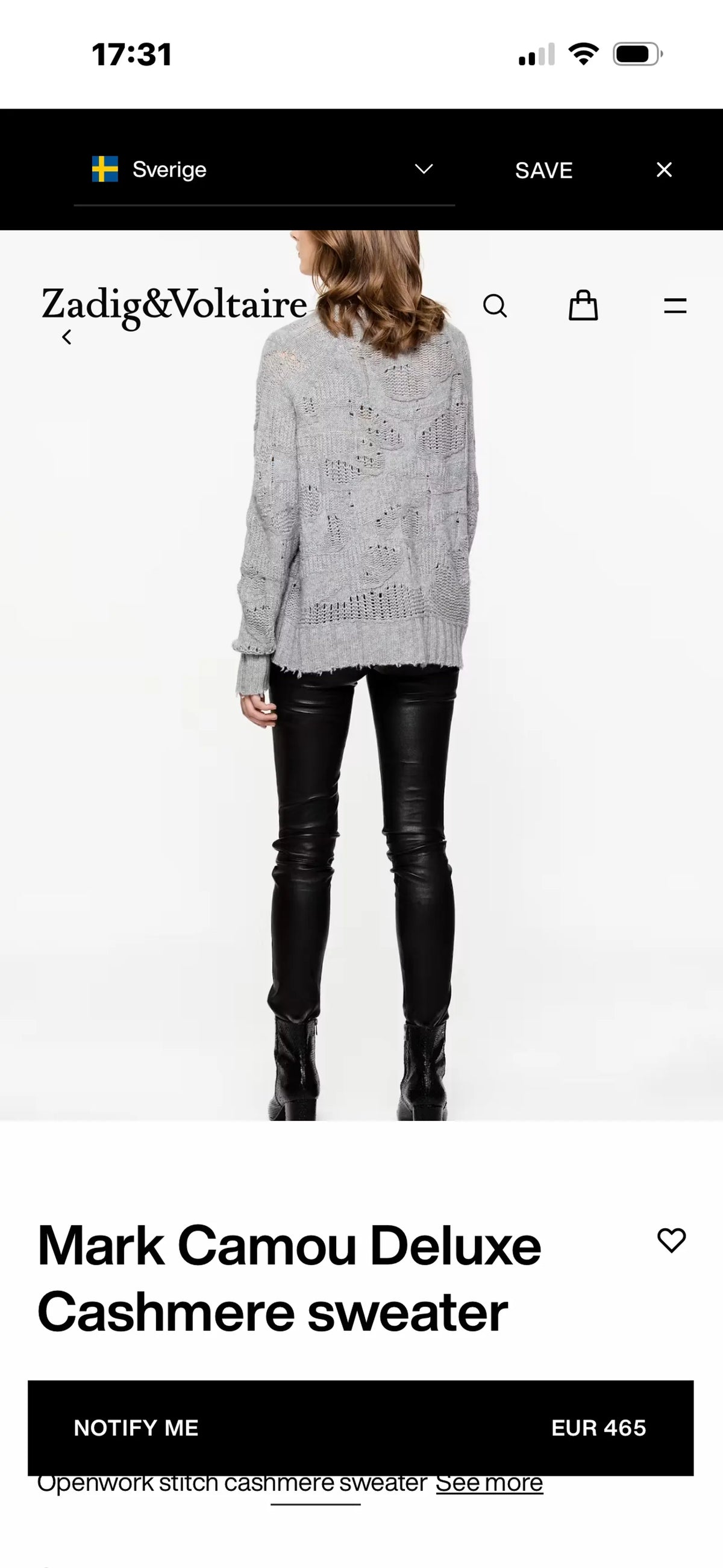 Zadig & Voltaire Mark Camou Deluxe-kashmirtröja