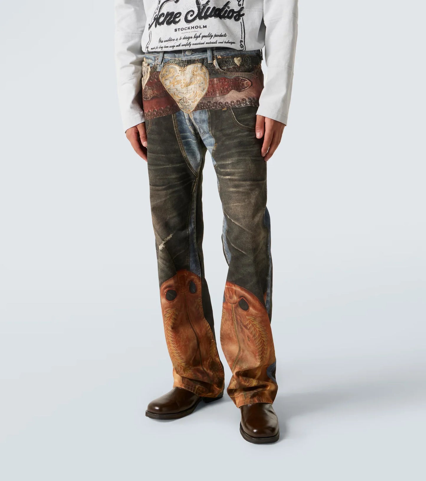 Acne Studios Trompe L'oeil Straight-leg Brushed-jeans NWOT