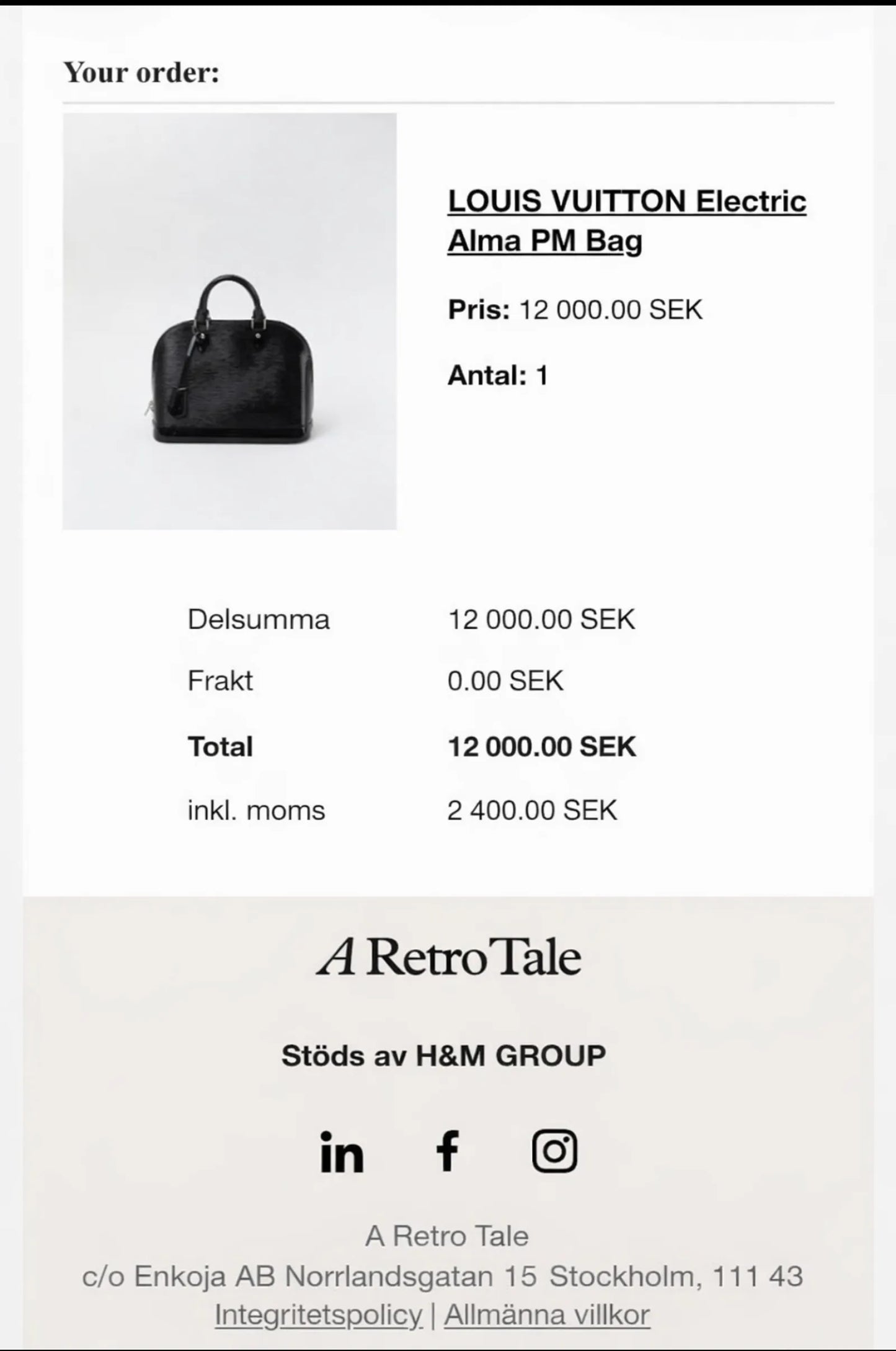 Louis Vuitton Alma Epi-skinnhandväska
