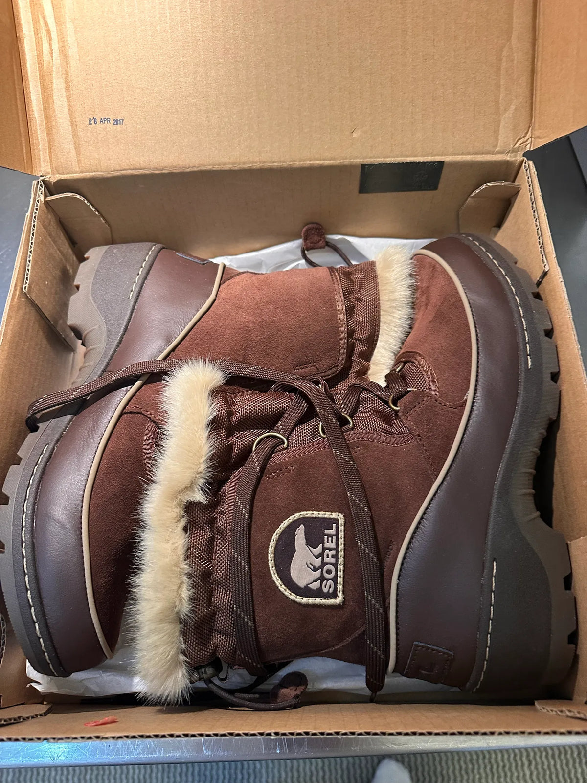 Sorel Torino Tobacco Flax-skinnvinterskor NWOT