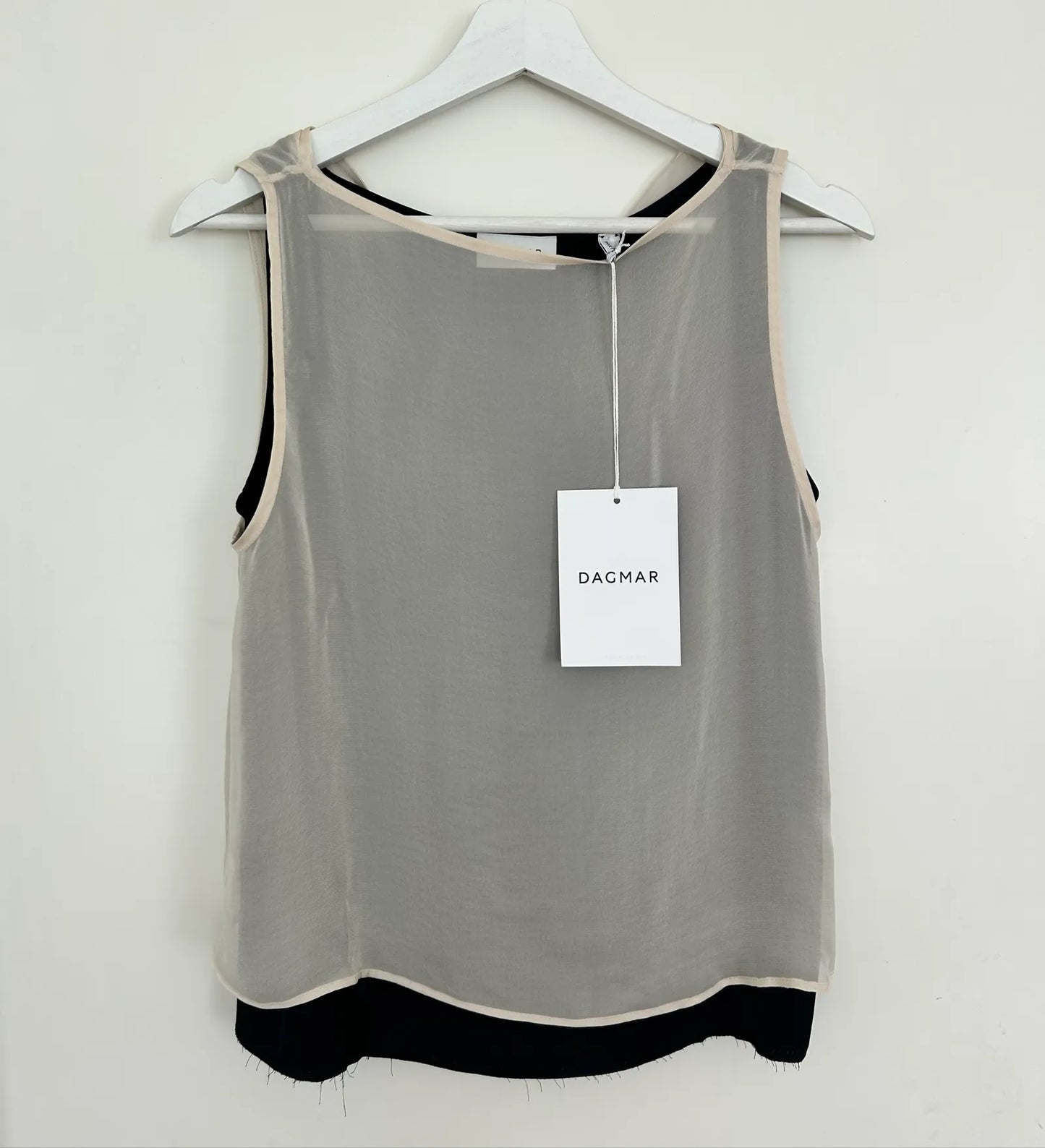 Dagmar Contrast Chiffon , Cream/white/black-topp NWT
