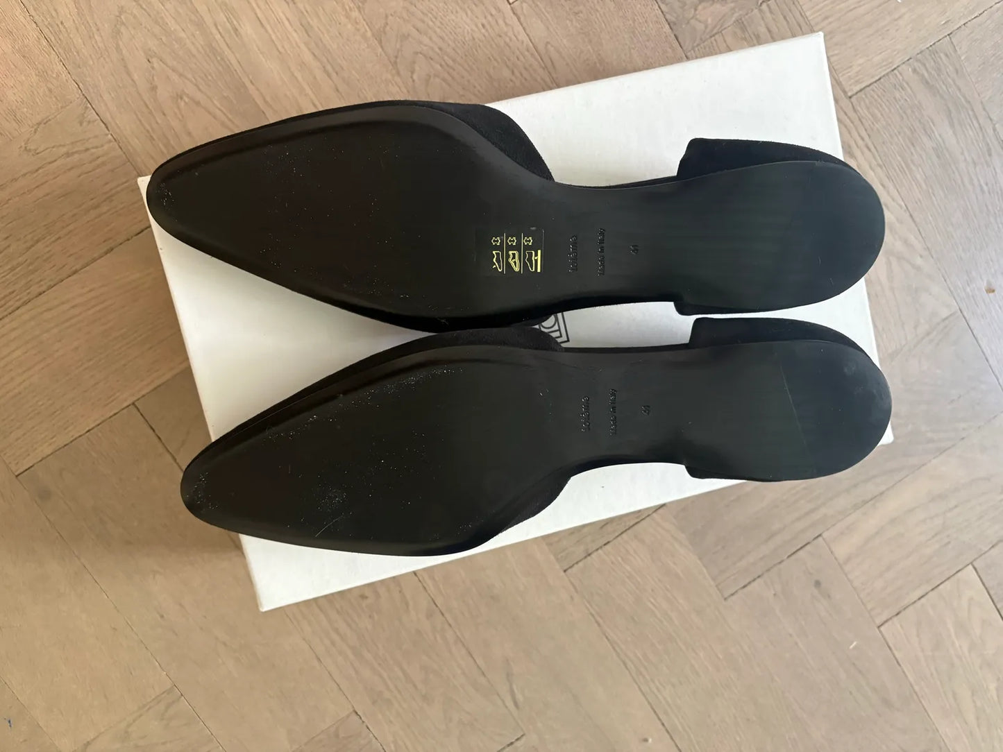 Toteme The Suede T-strap Flat Black Ballet flats