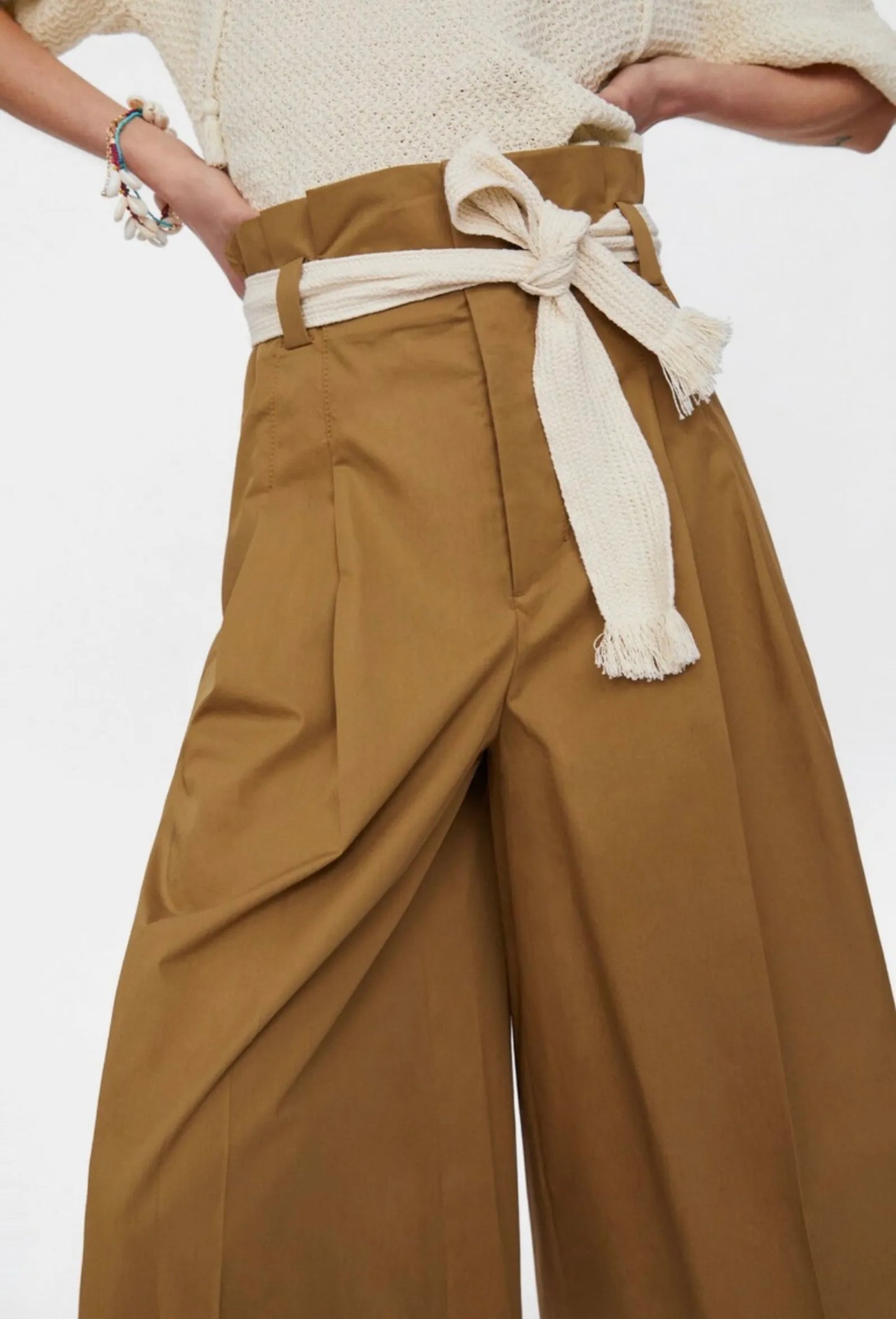 Zara Brown Paperbag Waist Trousers