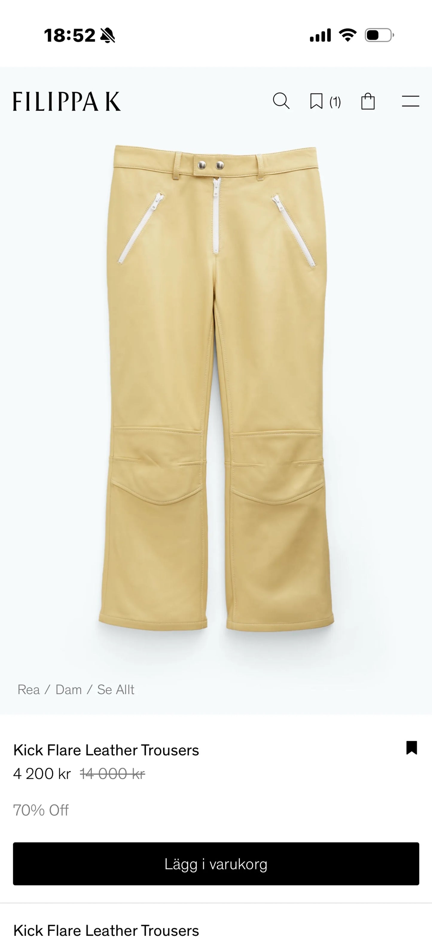 Filippa K Kick Flare Leather-skinnbyxor