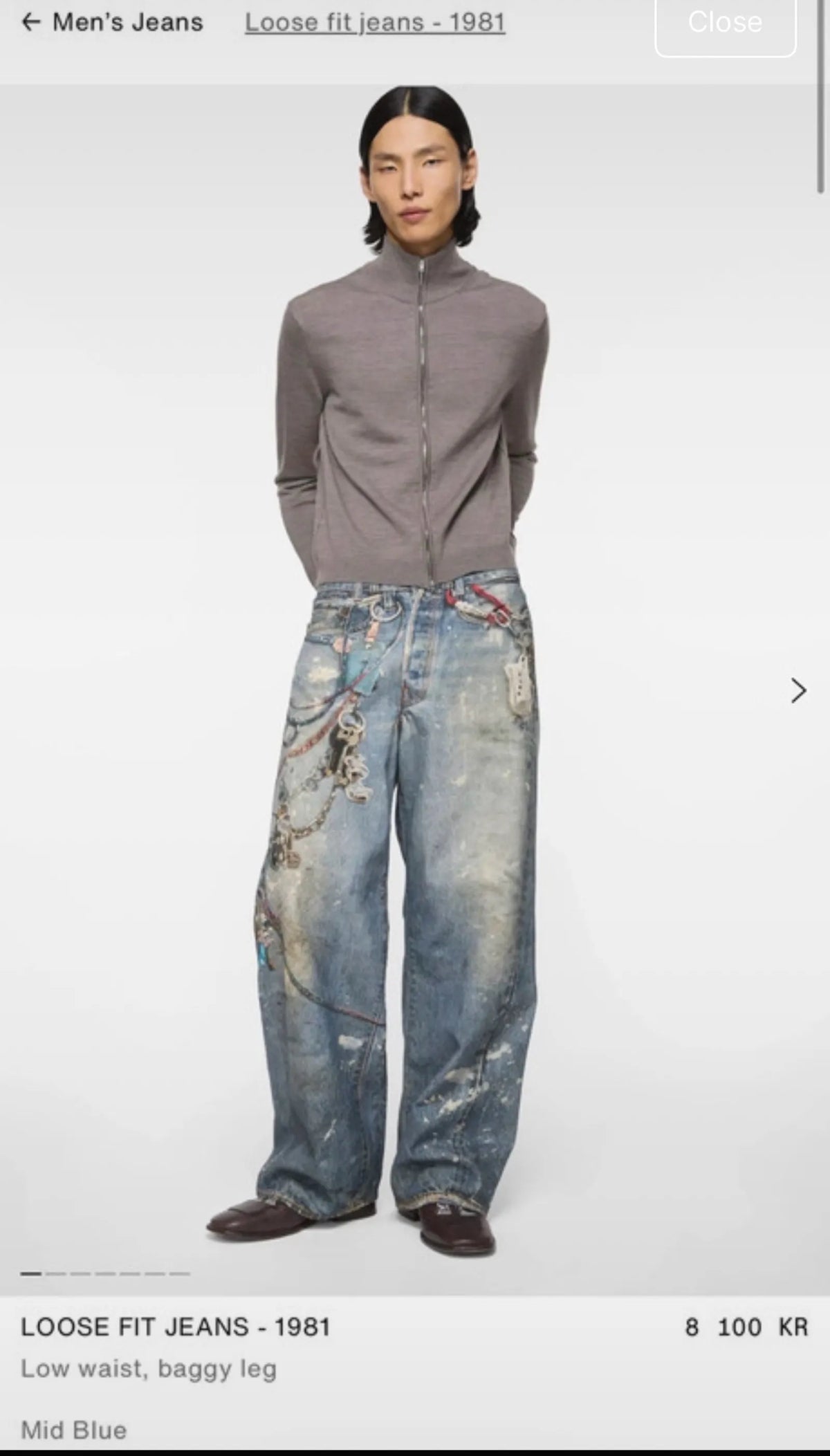 Acne Studios 1981m Trompe-l'oil Chain Print Jeans