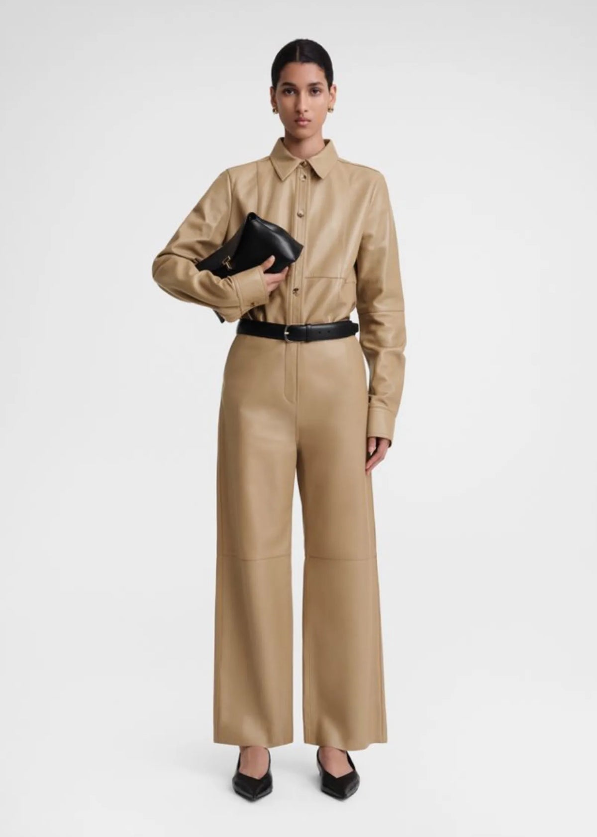 Toteme Paneled Leather-skinnbyxor NWT