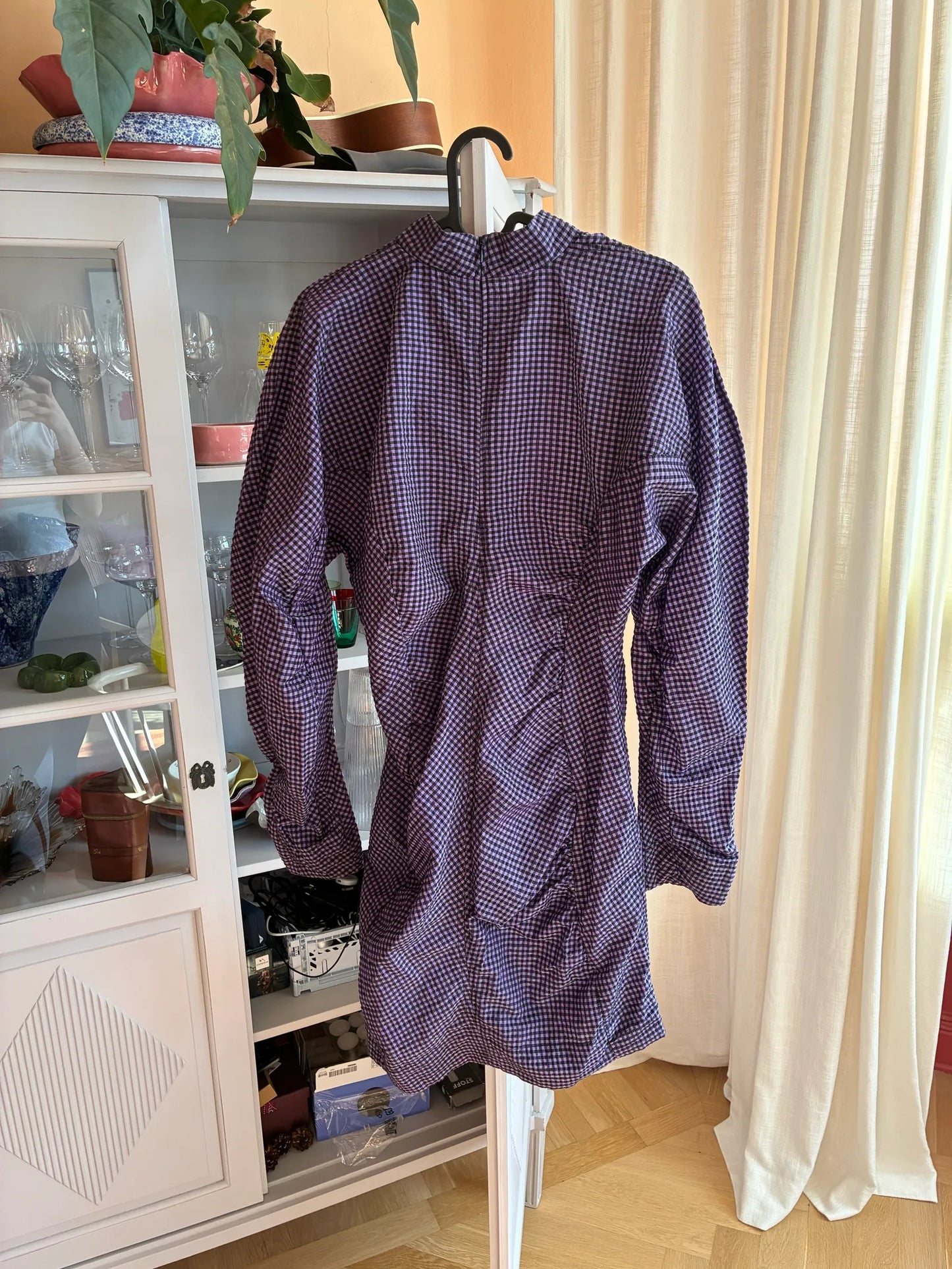 Ganni Seersucker Check Mini Dress