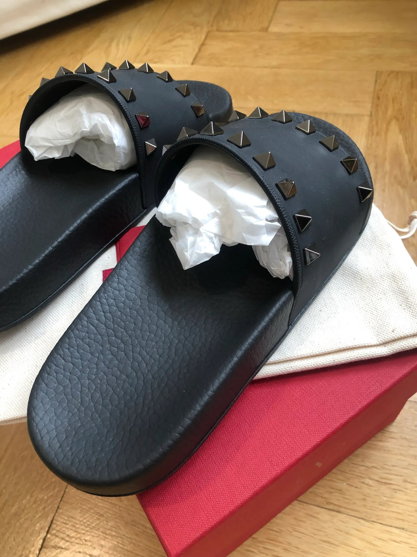 Valentino Rockstud Slides Sandals