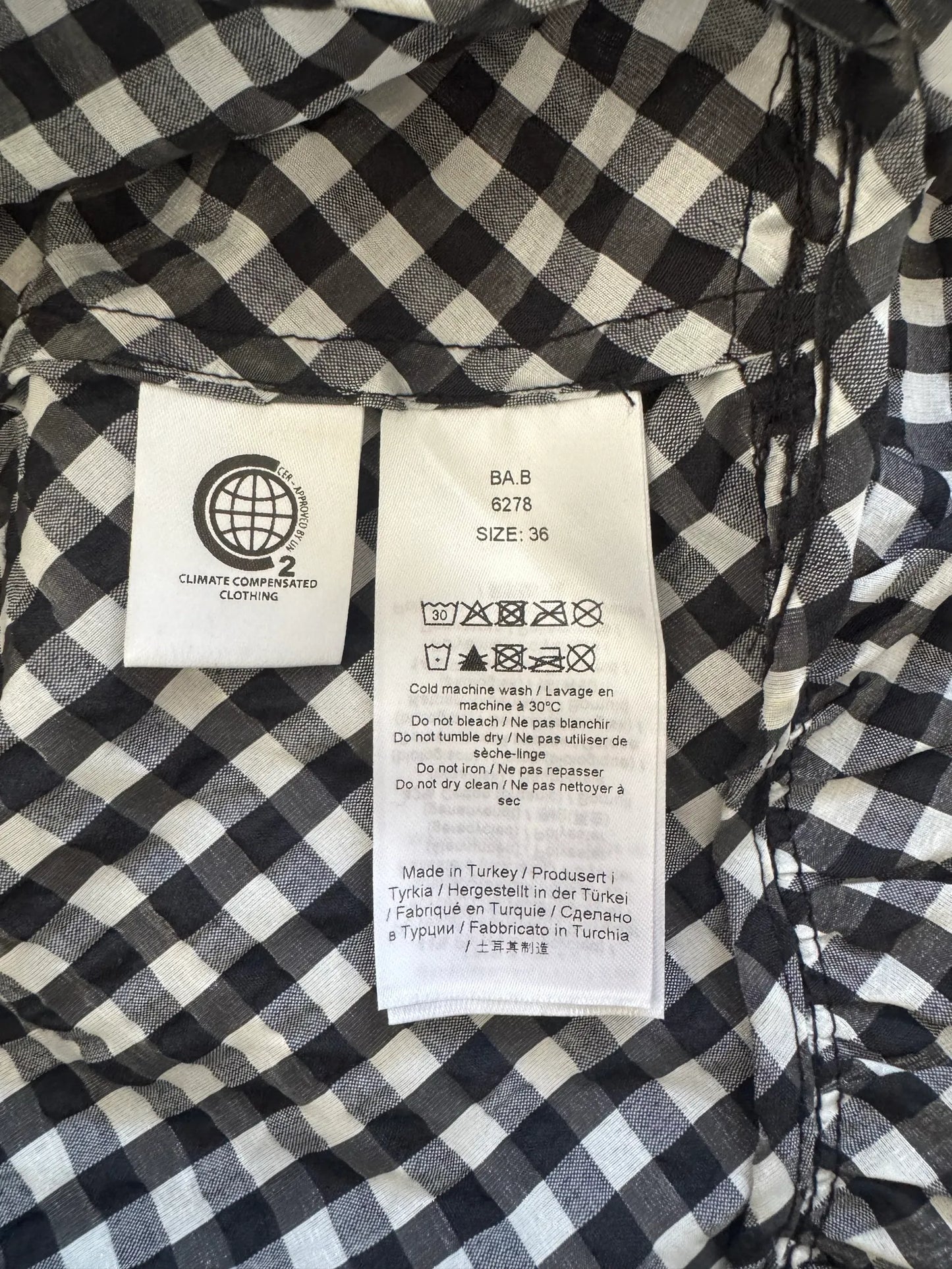 Ganni Seersucker Check Smocked Dress