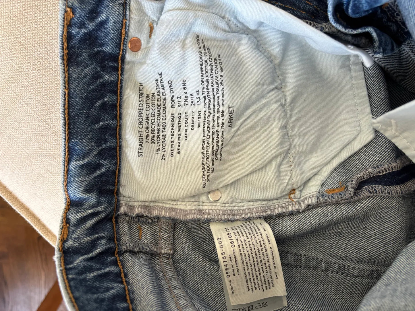 Arket Straight Cropped Stretch-jeans NWOT