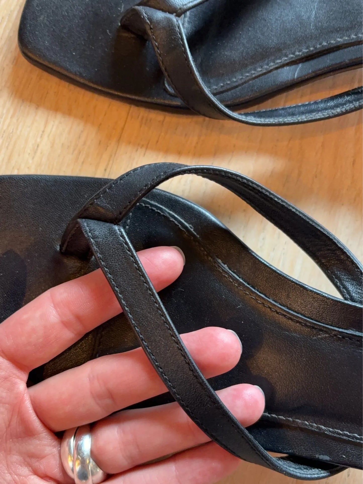 Toteme Leather Heeled Flip Flops Black Heels
