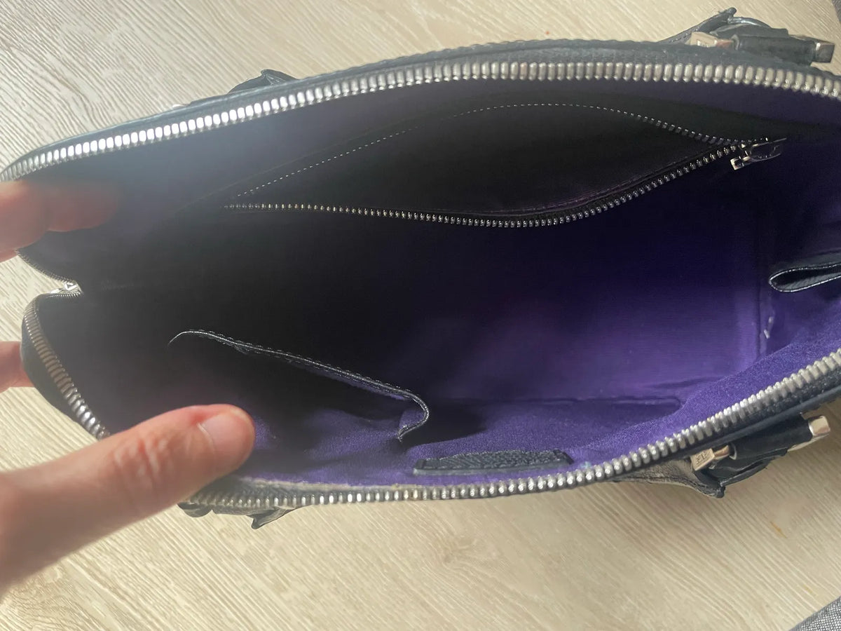 Aspinal Of London Hepburn Black Lizard Handbag