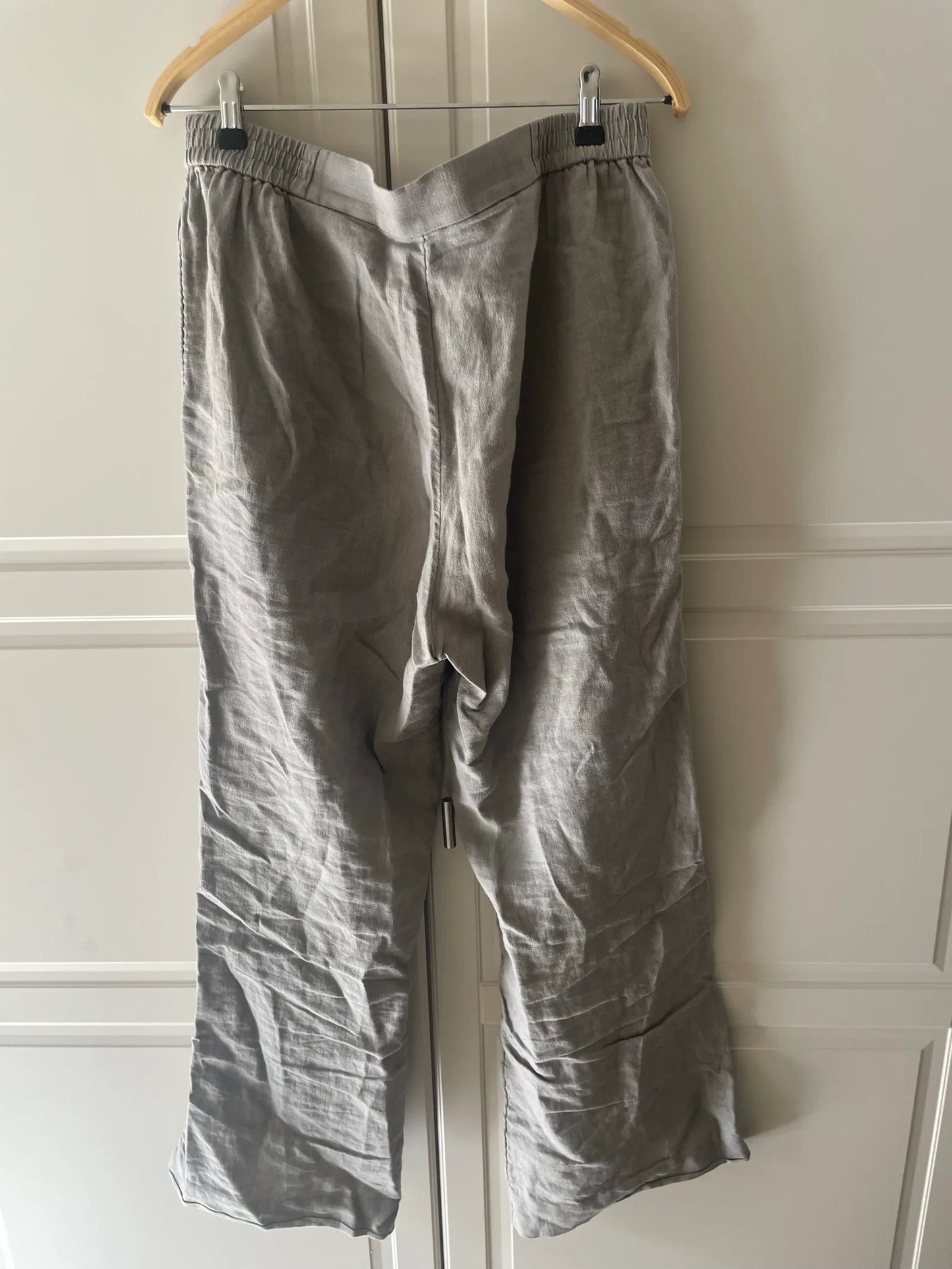 Cos Wide Leg Tailored Linen Stone Trousers
