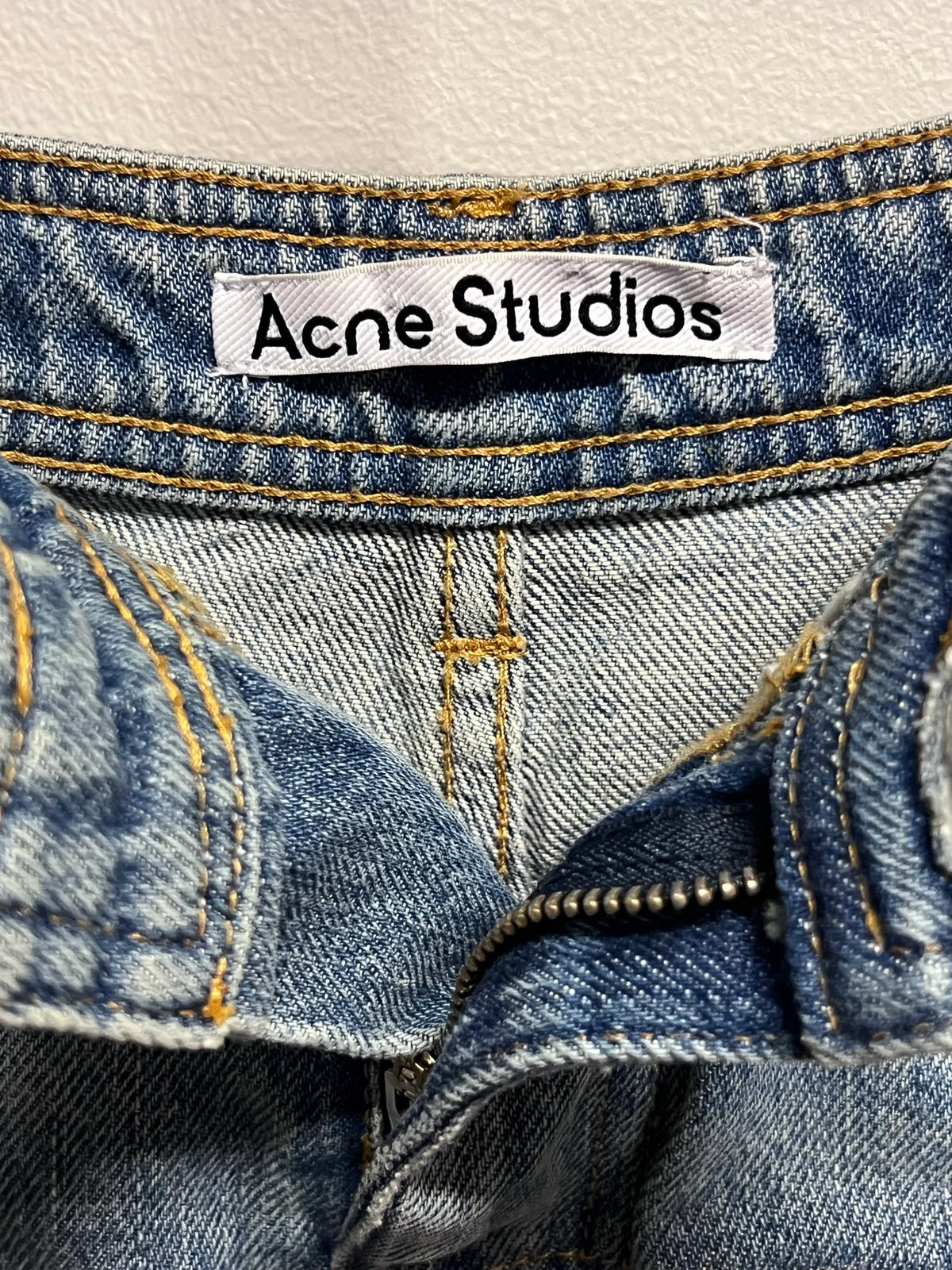 Acne Studios Denim Tartan Patchwork In Mid Blue-jeans NWOT