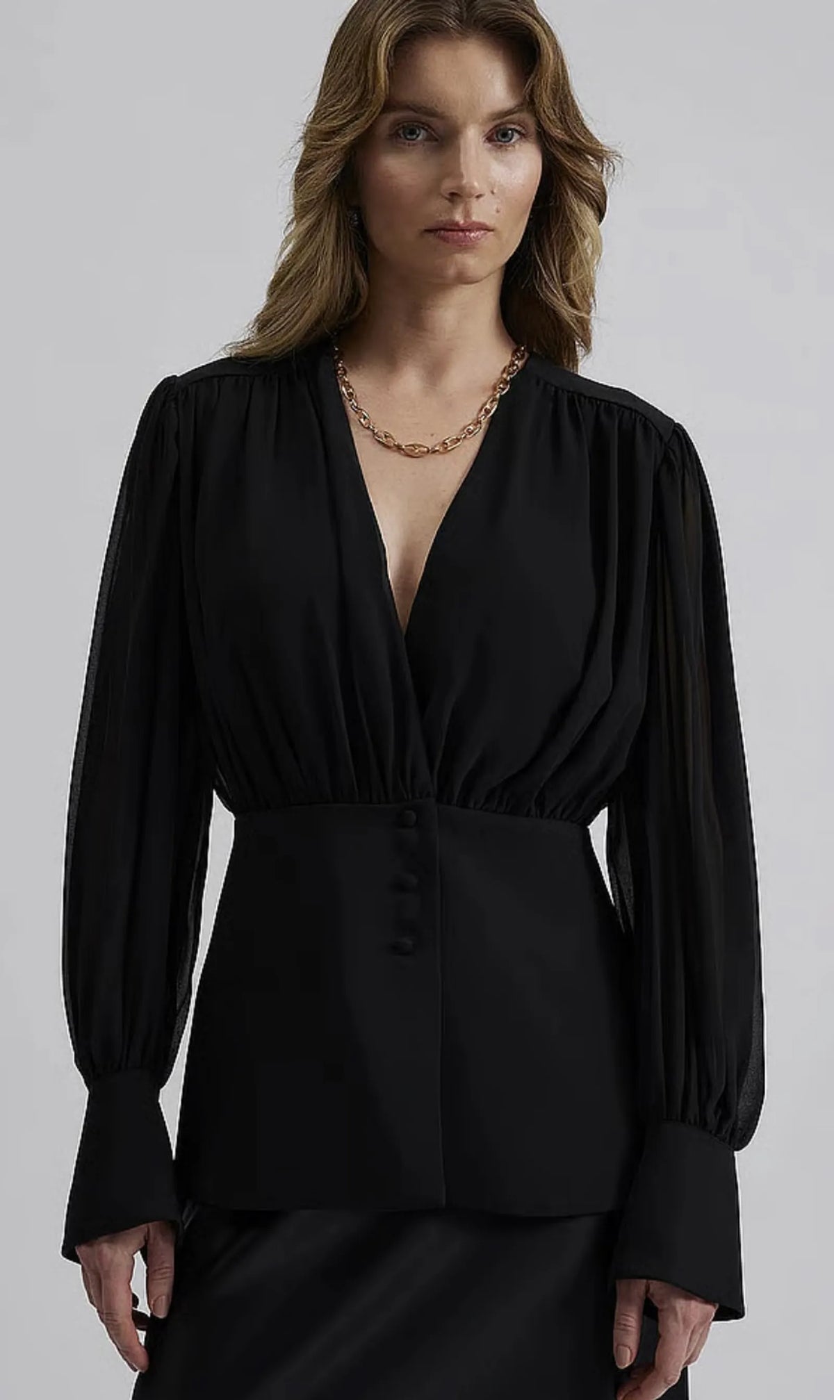 Malina Wilhelmina Wrap Detail Chiffon-blus