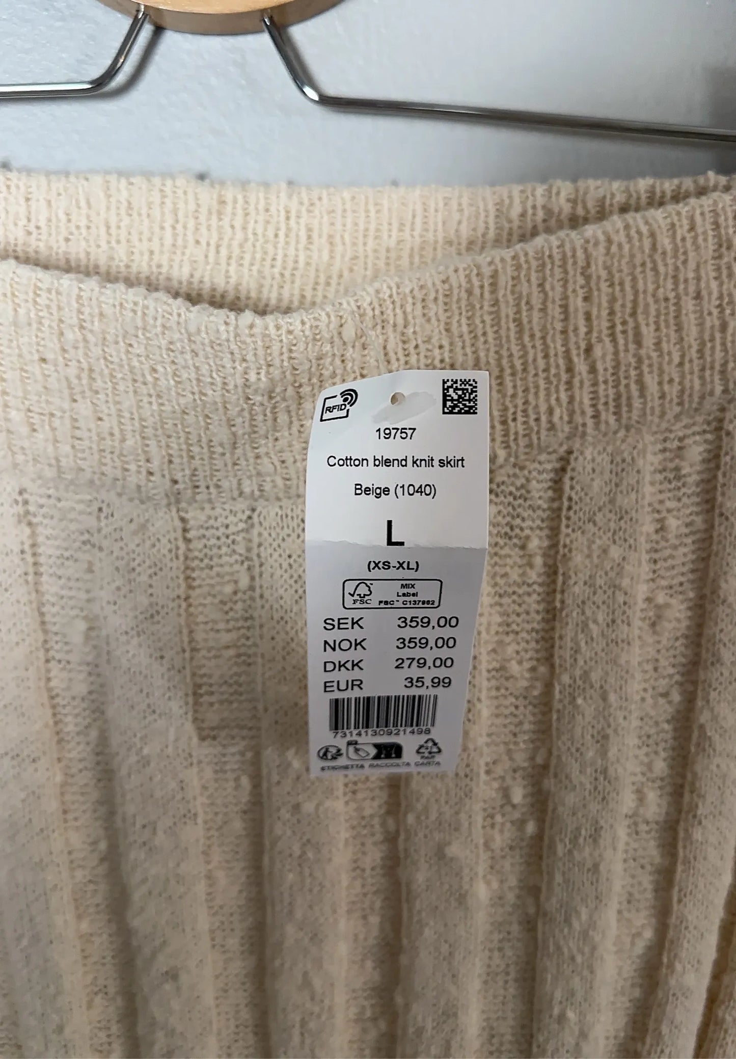Gina Tricot Cotton Blend Knit-kjol NWT