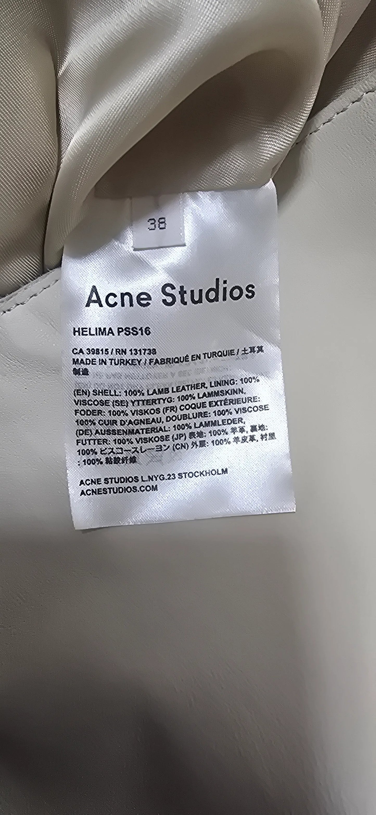 Acne Studios Helima Ps516-skinntunika NWT