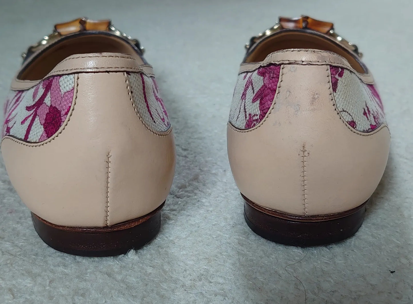 Gucci Floral Canvas Horsebit Bamboo Ballerinas Ballet flats