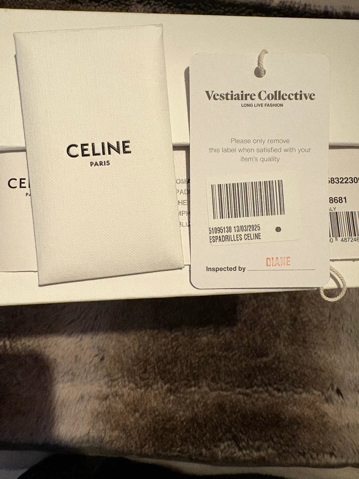 Céline Triomphe Stamped Denim Ballet flats