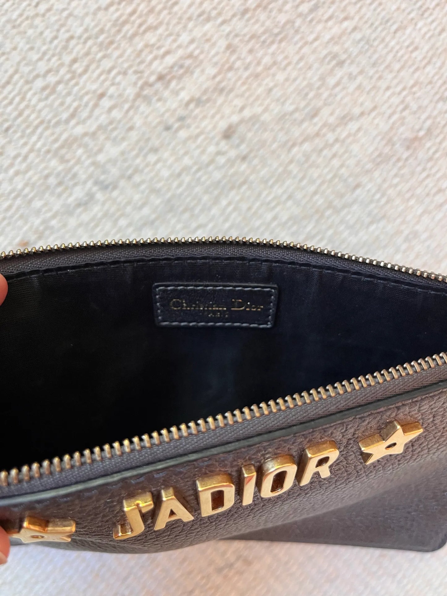 Christian Dior Dior J’adior Leather Zip Pouch / Wristlet – Metallic Bronze Clutch bag