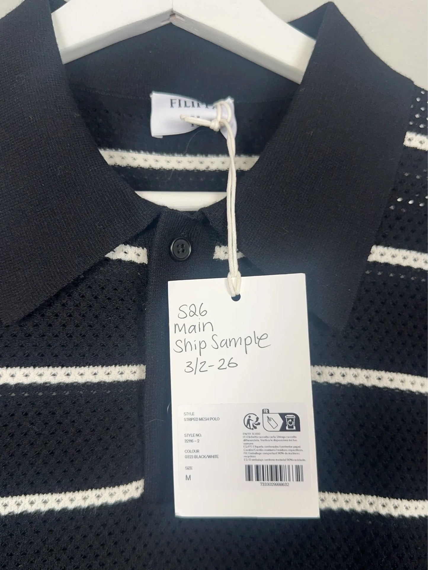Filippa K Striped Mesh Polo-piké NWT