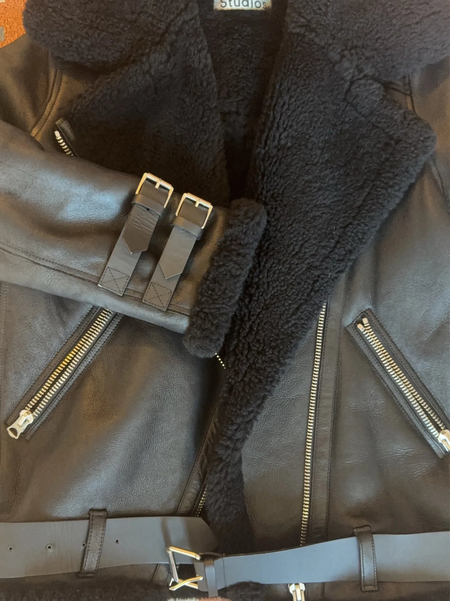Acne Studios Velocite Shearling In Black Leather jacket