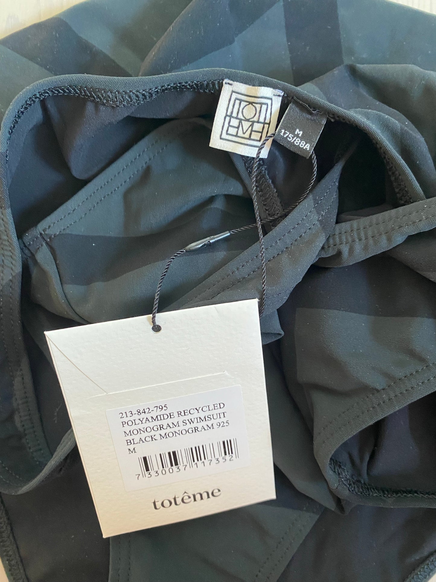Toteme Monogram Swimsuit Black-baddräkt NWT