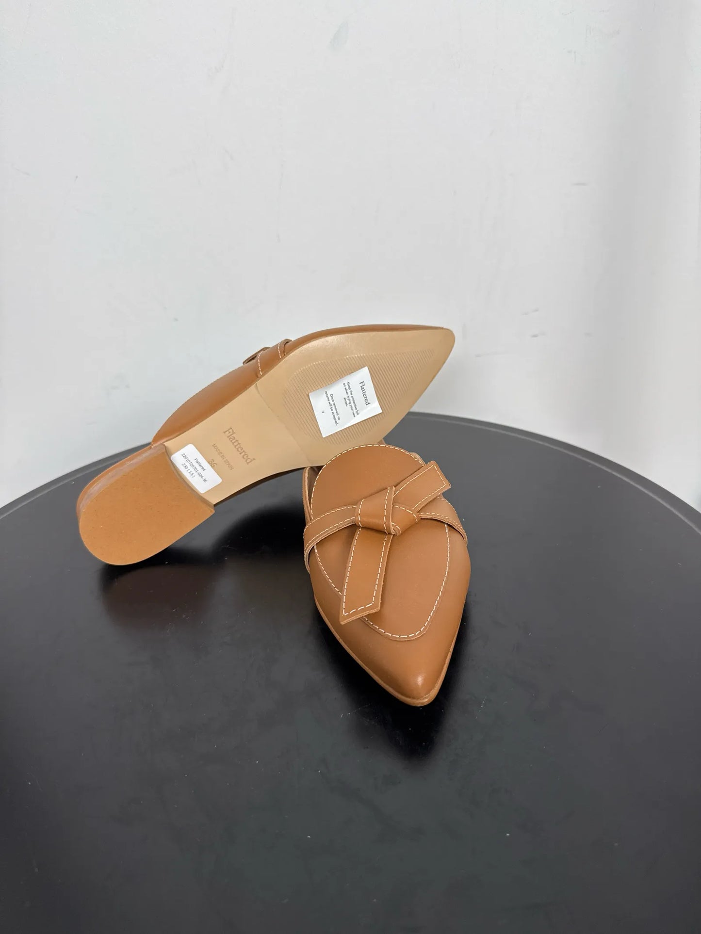 Flattered Anina Cognac Leather-skinnballerinaskor NWT