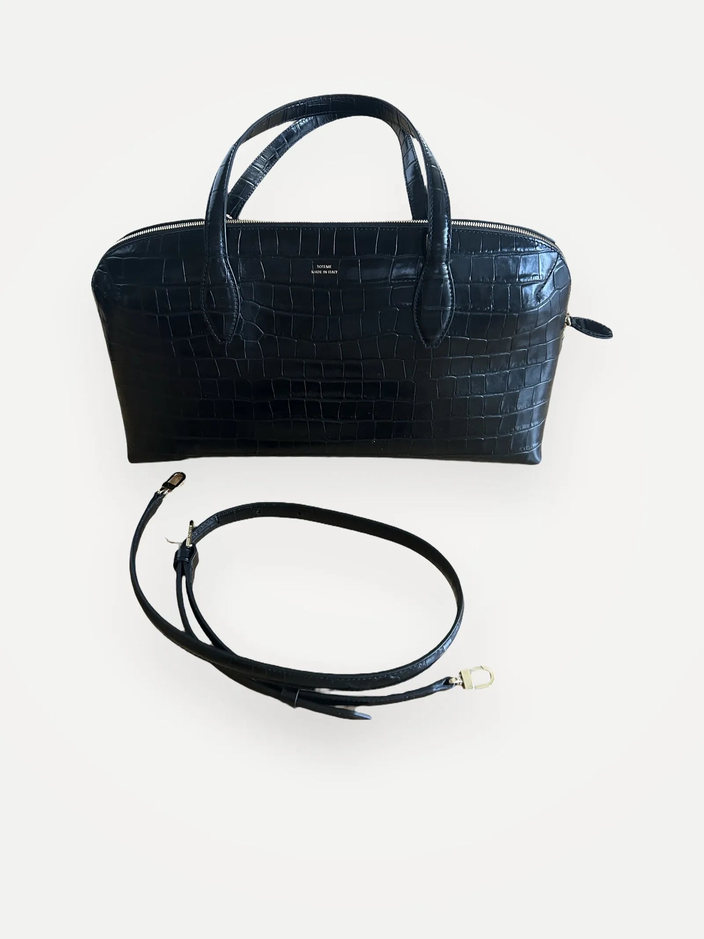 Toteme Medium Croco-embossed Day Tote Black Handbag