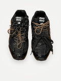 Miu Miu New Balance X 530 Sl Patent Leather And Mesh Sneakers