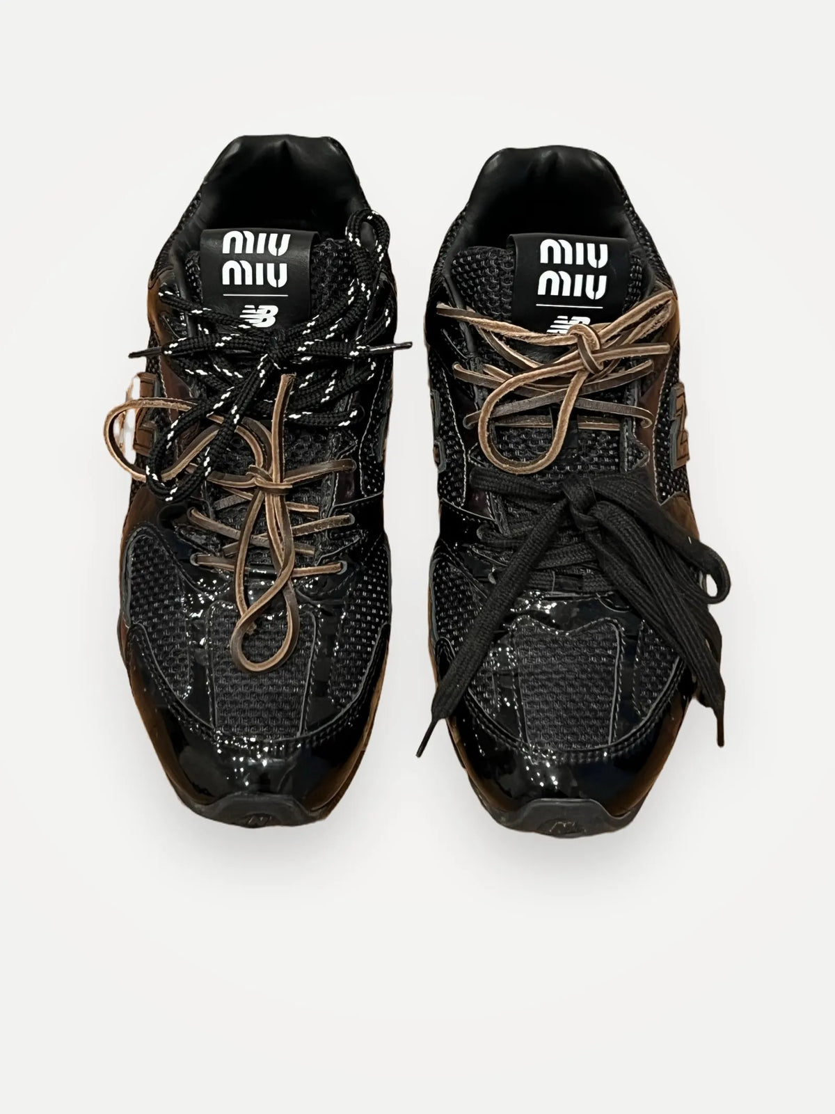 Miu Miu New Balance X 530 Sl Patent Leather And Mesh Sneakers