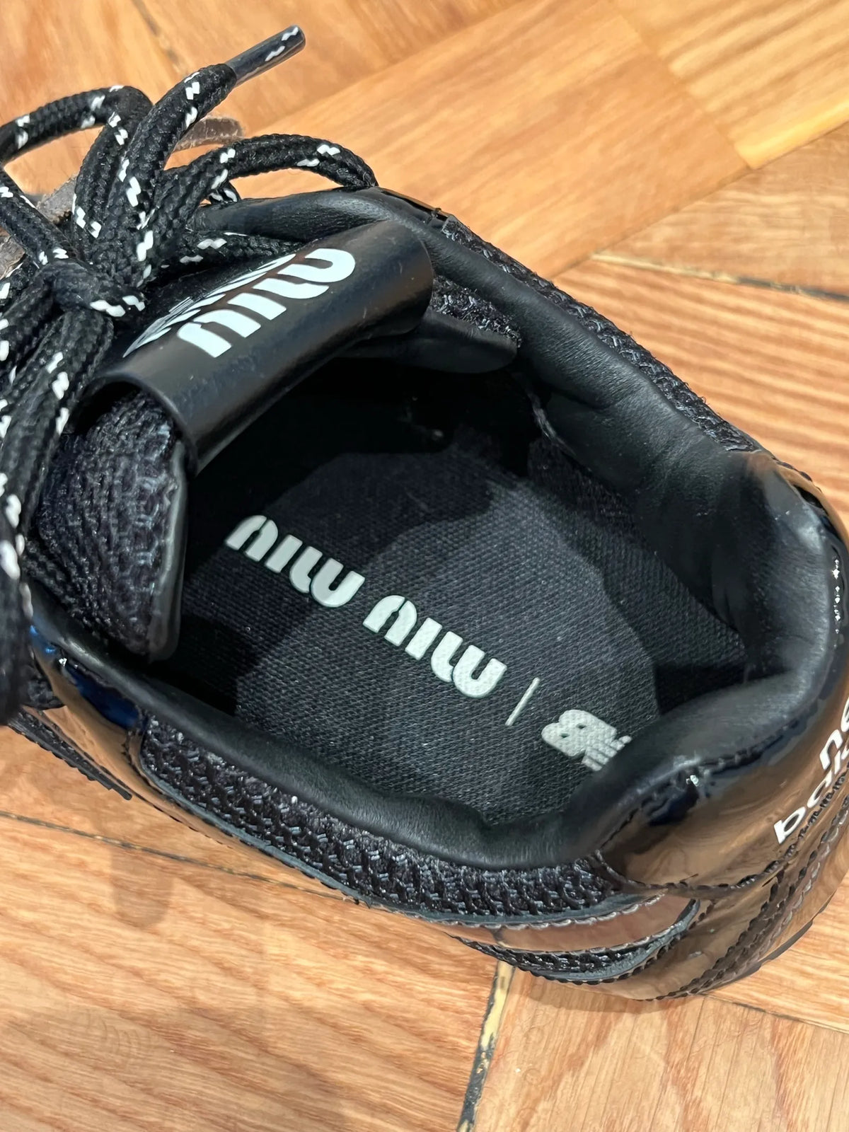 Miu Miu New Balance X 530 Sl Patent Leather And Mesh Sneakers