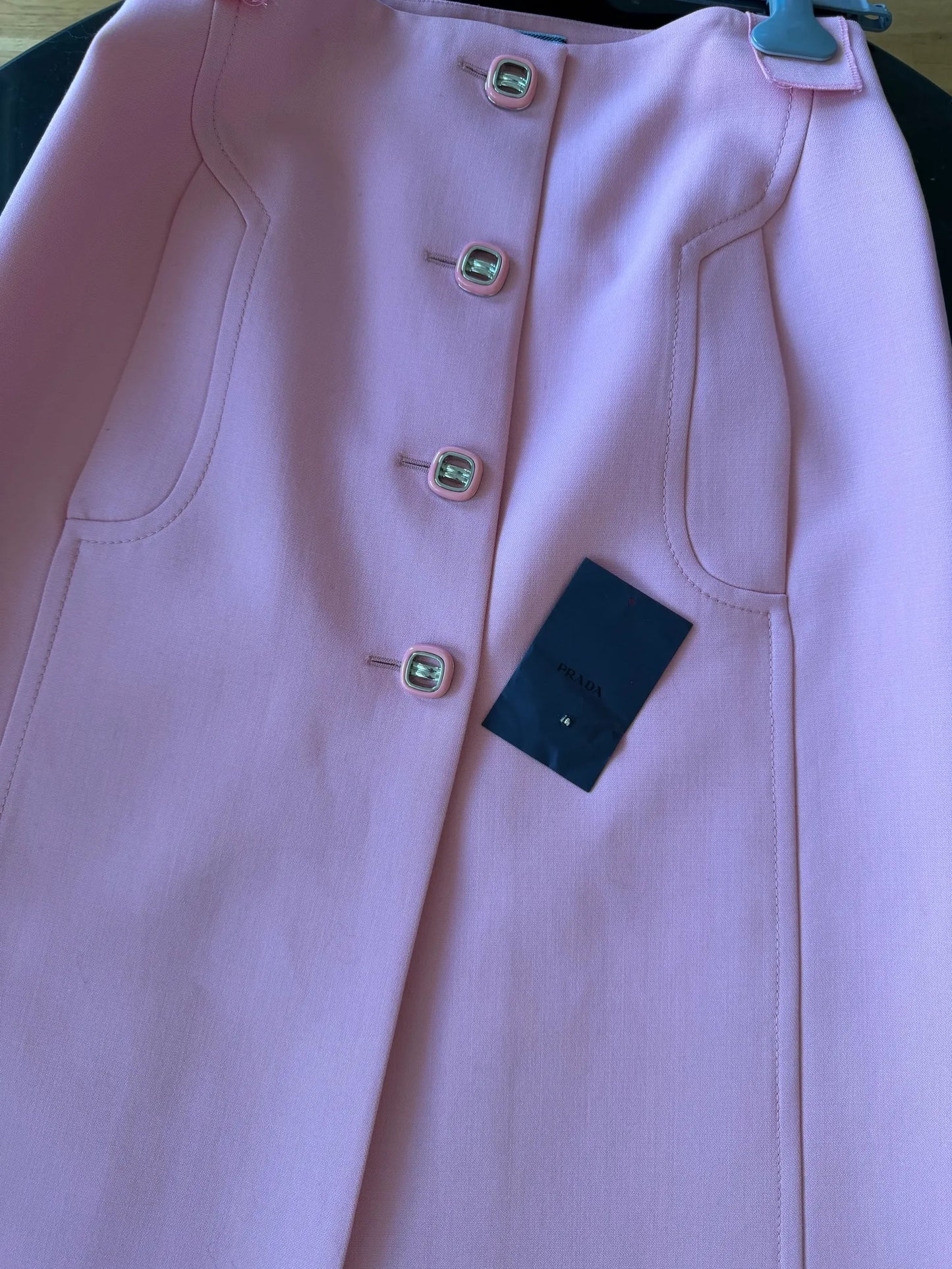 Prada New Pink Wool Slit Midi Skirt