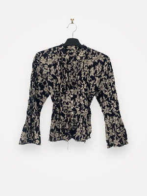 Malina Plisserade Små Sydda Veck Hela Blusen Blouse