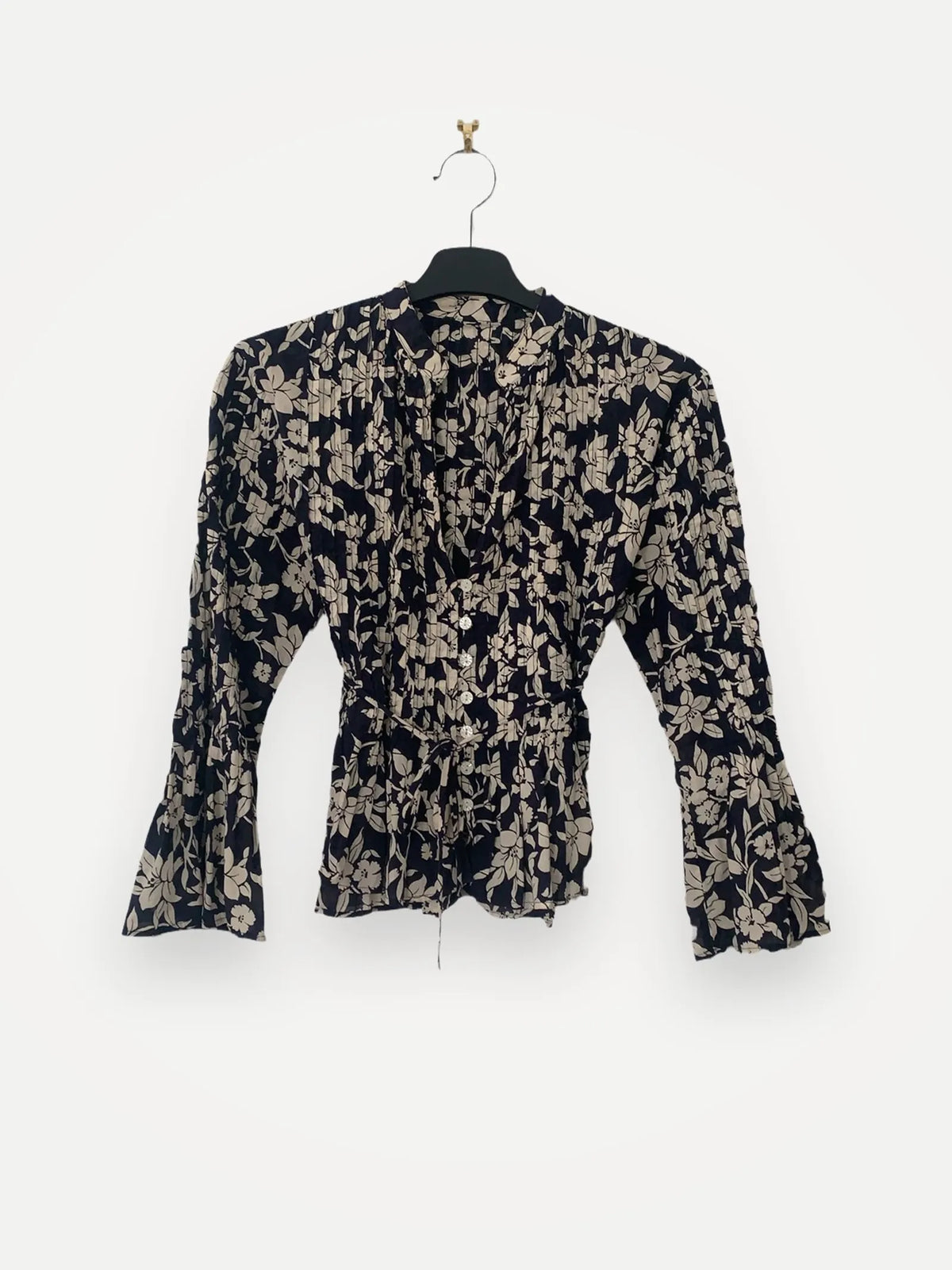 Malina Plisserade Små Sydda Veck Hela Blusen Blouse