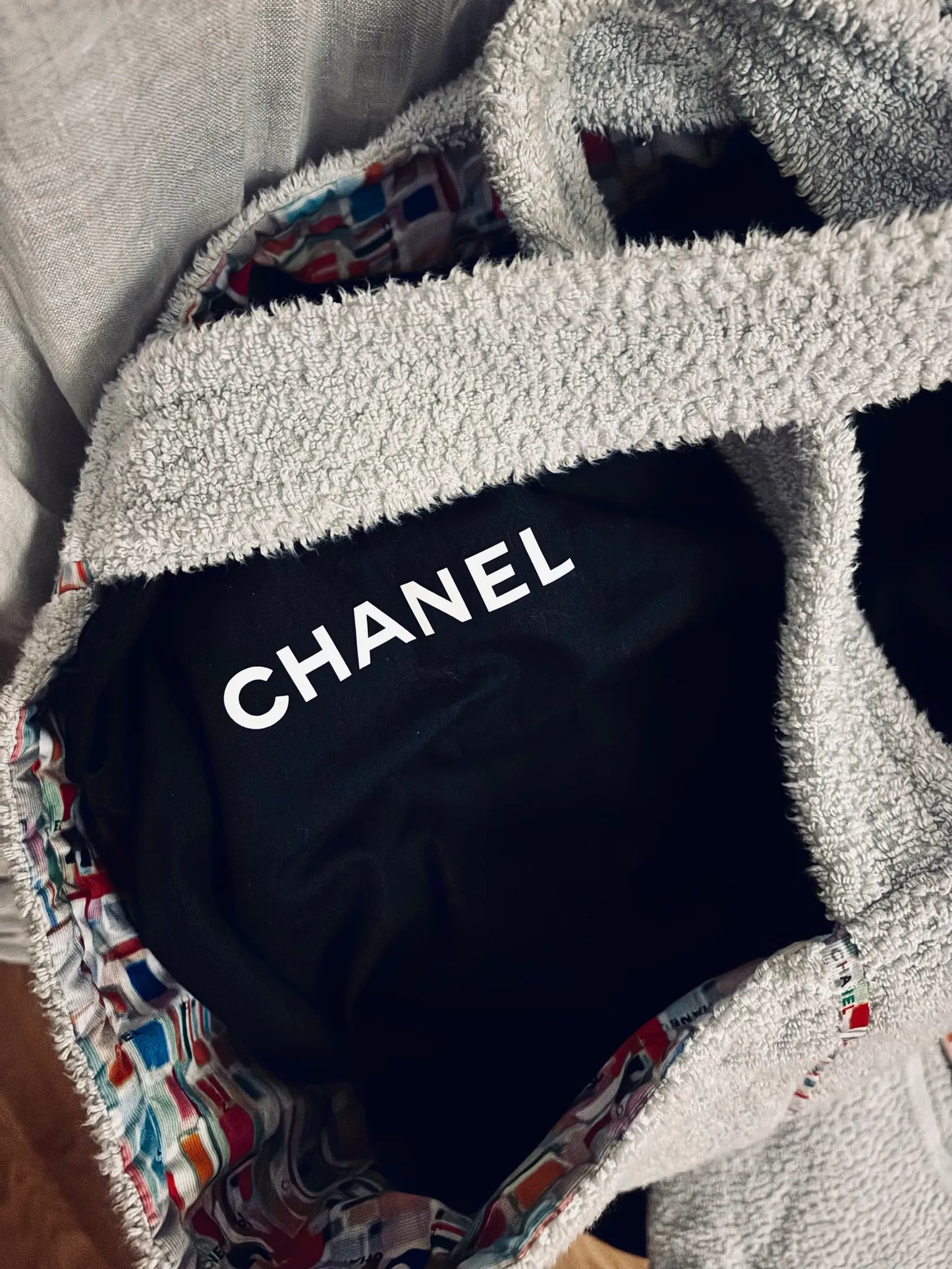 Chanel Terry Cotton Cc Beach Tote Bag