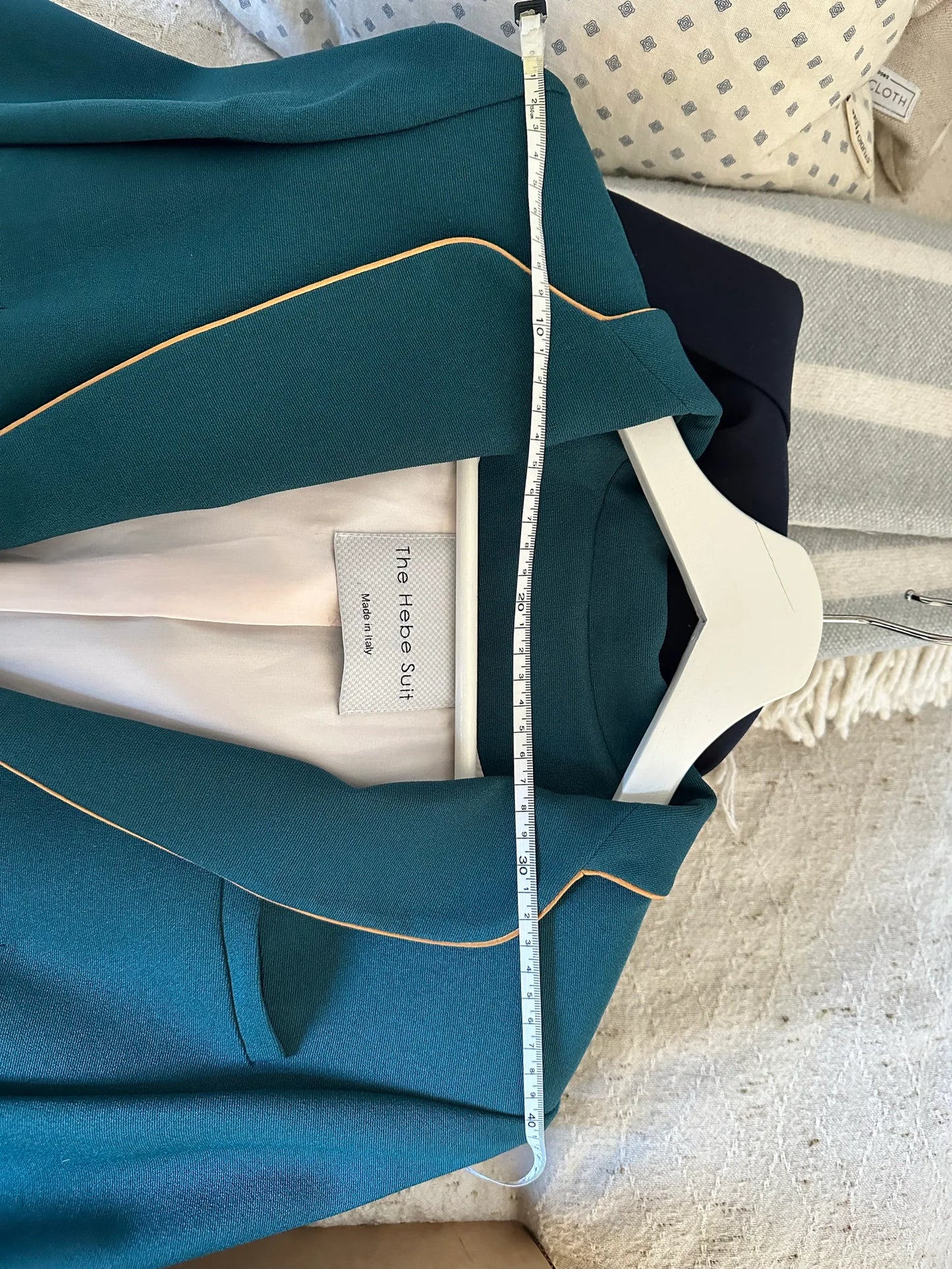 The Hebe Studio Hebe Smoking Emerald With Mustard Piping Suit