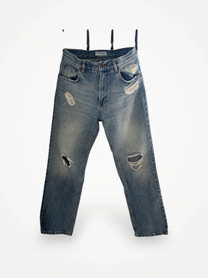 Anine Bing Roy - Cropped. Destructed Vintage Blue Jeans