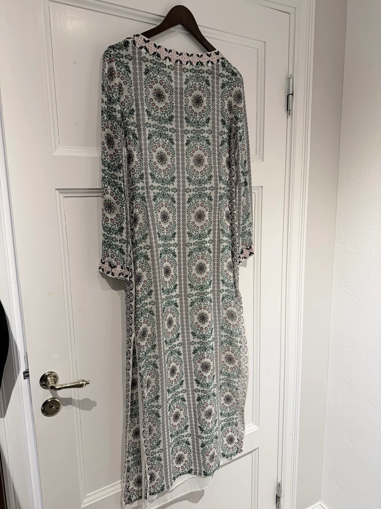 Tory Burch Garden Party Beaded Printed Silk Chiffon Maxi Dress