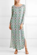 Tory Burch Garden Party Beaded Printed Silk Chiffon Maxi Dress