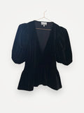 Ganni Puff Sleeve Velvet Jersey Blouse