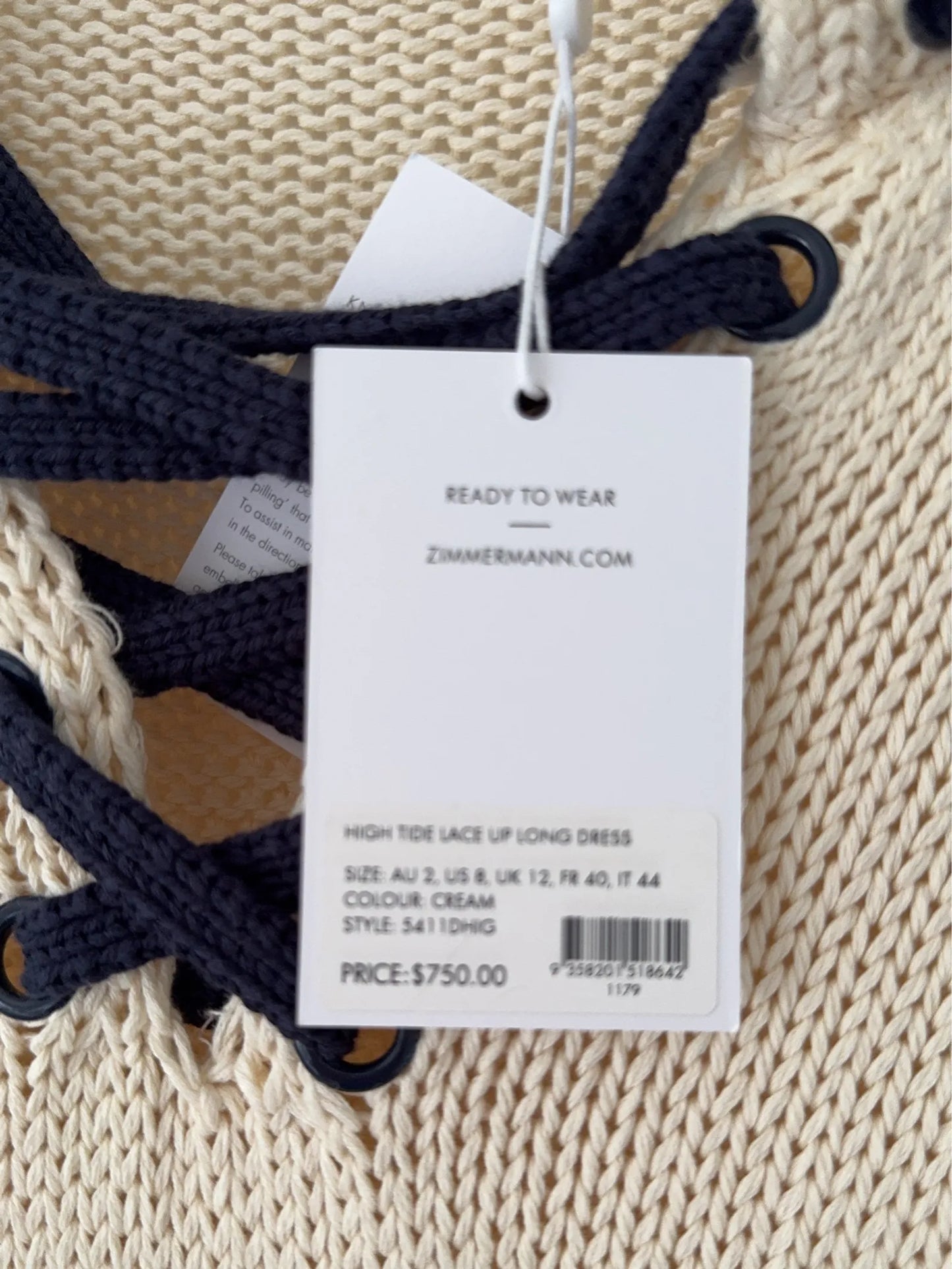 Zimmermann High Tide Lace Up Long-klänning NWT