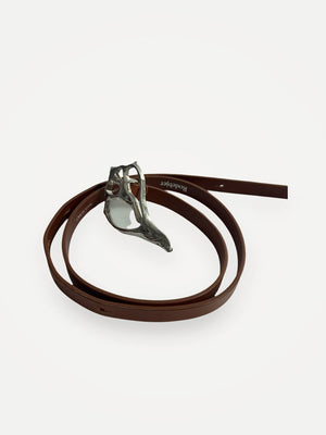 Rodebjer Shell Belt Brunt Läder Med Silver Spänne Belt