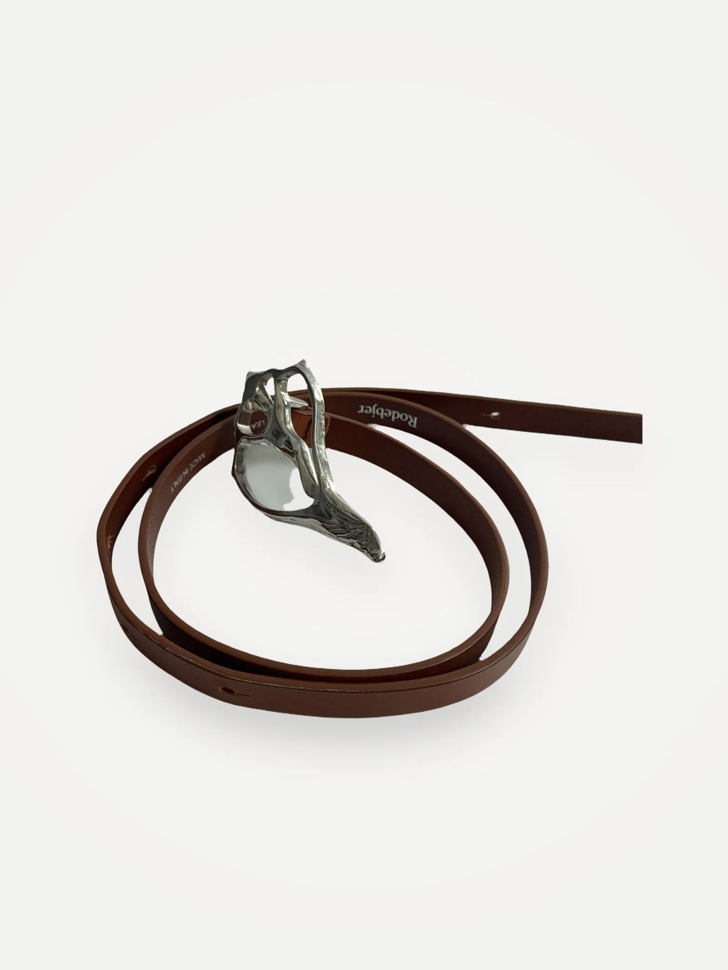 Rodebjer Shell Belt Brunt Läder Med Silver Spänne Belt