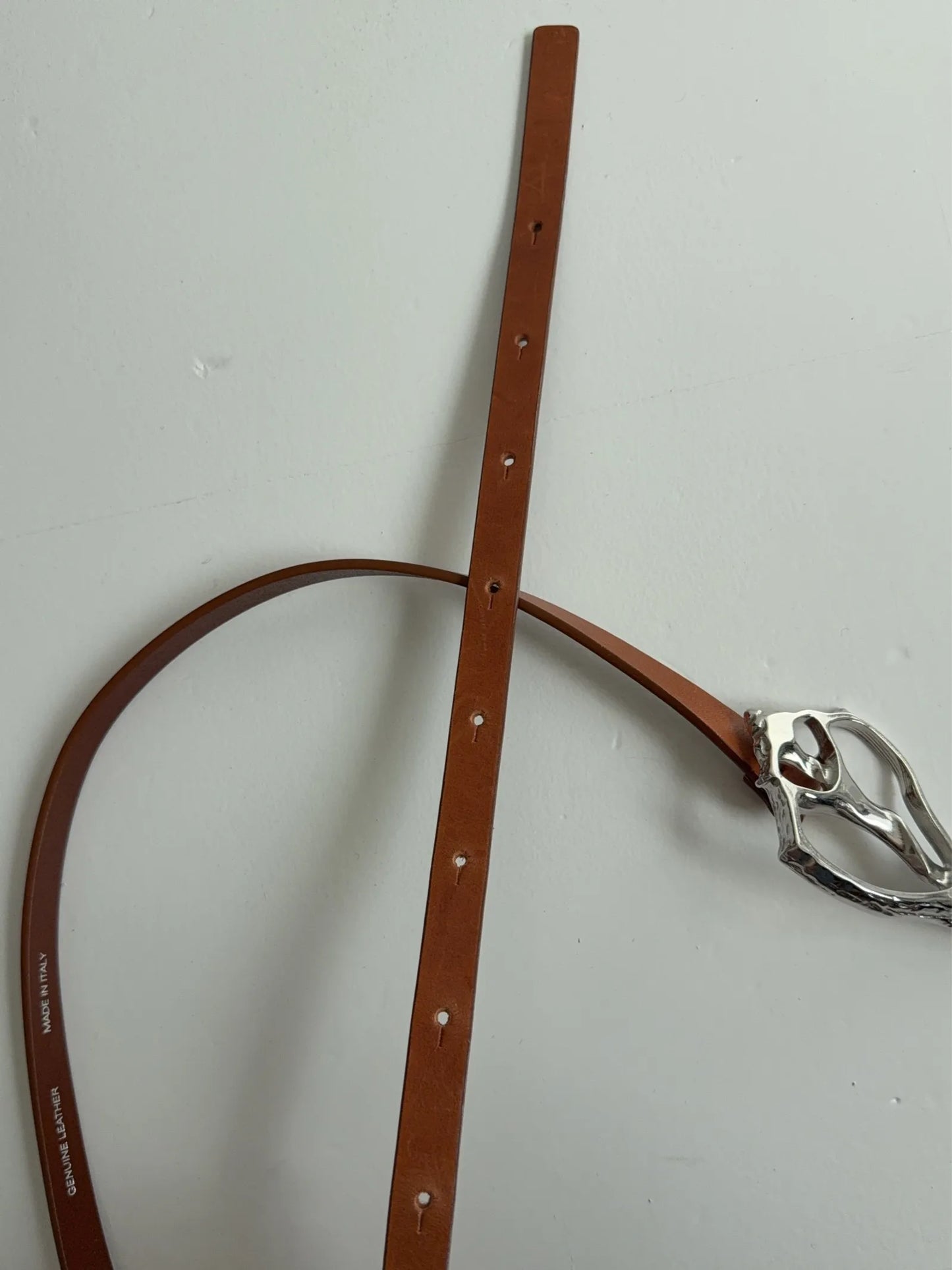 Rodebjer Shell Belt Brunt Läder Med Silver Spänne Belt