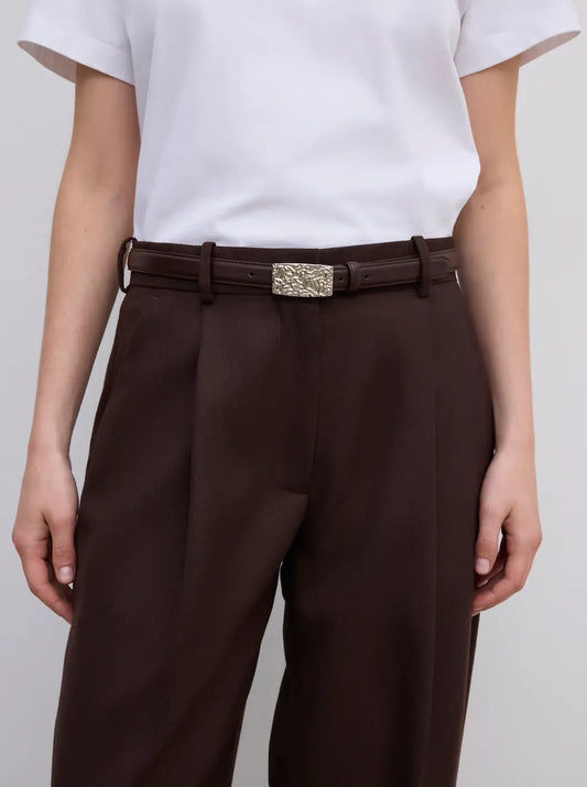Dagmar Silver Buckle Belt-skinnbälte