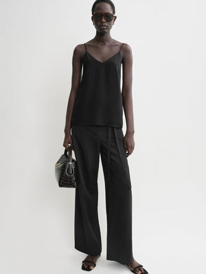 Toteme Crepe Black Satin Cami Top-topp NWT